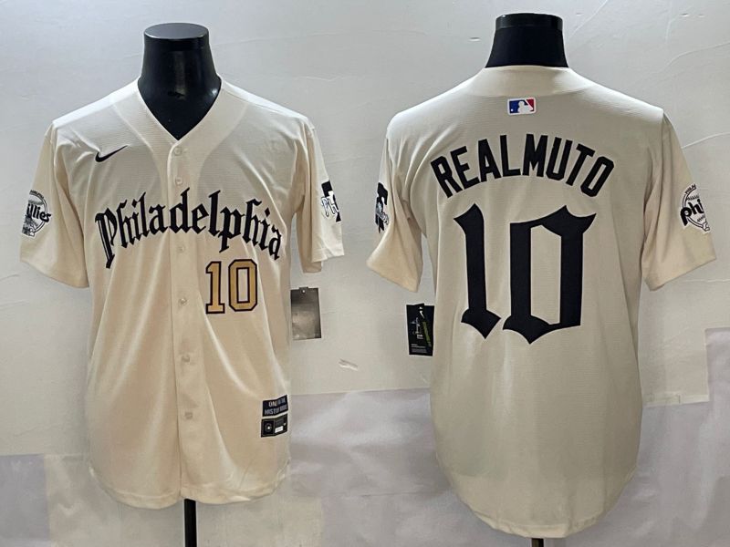 Men 2025 Philadelphia Phillies #10 Realmuto Cream Five generations Joint Name Nike MLB Jersey style 3->philadelphia phillies->MLB Jersey